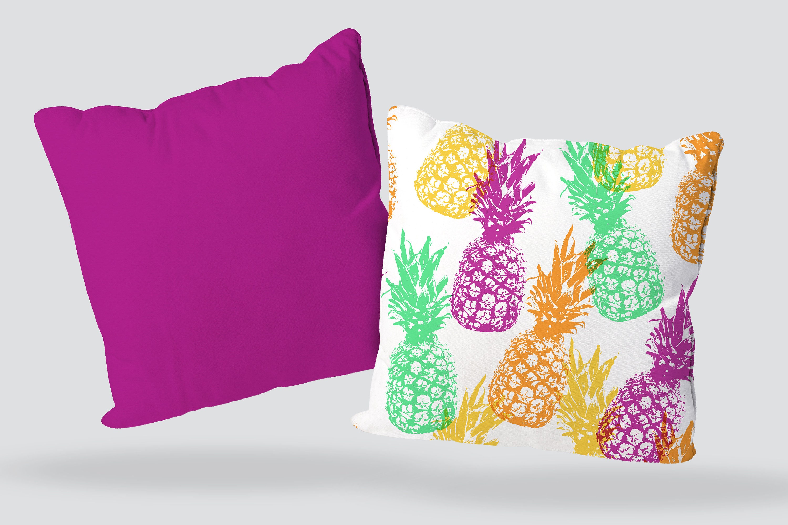 Colorful Pineapple Square Pillow Summer Decorative Pillow Etsy