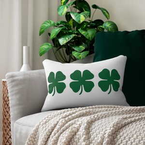 St Patricks Pillow, St Patricks Day Home Decor, Shamrock Pillow, Love Pillow, Four Leaf Clover, Clover Pillow, Lumbar Pillow, Irish Gift