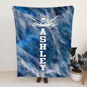 Swim Blanket Personalized, Swimmer Blanket, Swim Team Senior Gifts, Swimmer Gifts for Girls, Swim, Swimmer Gifts for Boys, Name Blanket