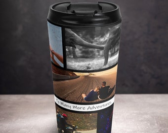 Travel Mug for Men, Personalized Travel Mug, Nine Photo Collage Travel Mug, Custom Photo Mug, Travel Coffee Mug, Picture Mug