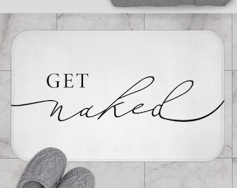 Get Naked White Bath Mat, White Get Naked Bath Mat, White Bath Rug, Get Naked Bath Mat, White Bath Mat, Modern Get Naked Bathroom Decor
