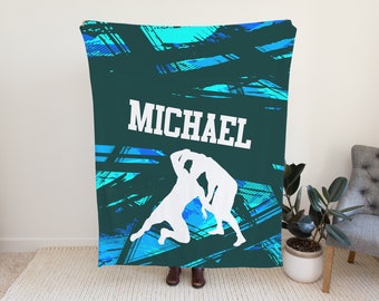 Personalized Wrestling Blanket, Custom Name Throw Blanket, Wrestler Gift