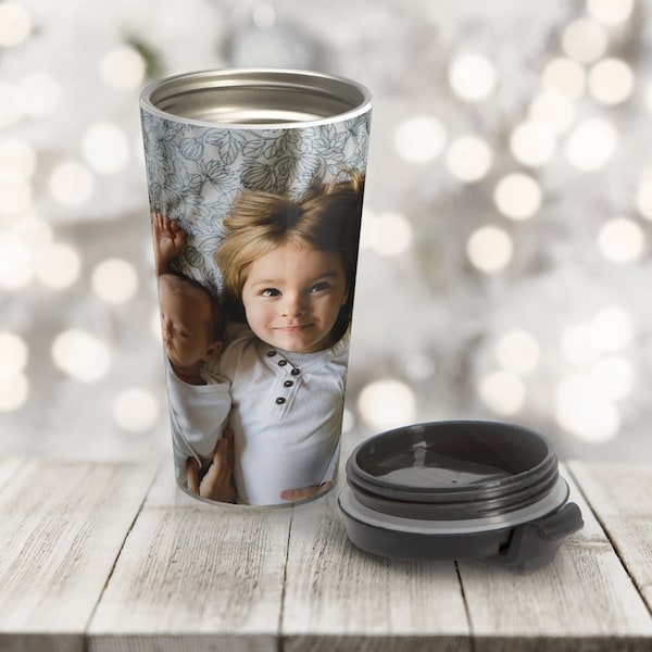 Custom Print Stainless Steel Travel Mug, Personalized Photo Mug, Coffee Travel Mug, Gift Travel Mug