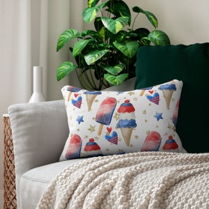 4th of July Lumbar Pillow, Red White and Blue Pillow, Summer Pillow, Memorial Day Pillow, Ice Cream Pillow, Ice Pop Pillow, Patriotic Pillow
