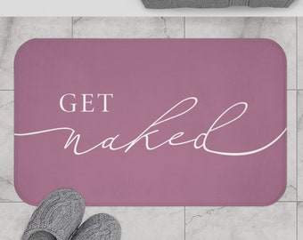 Pink 'Get Naked' Microfiber Bath Mat, Anti-Slip Bathroom Rug