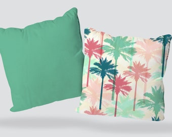 Palm Tree Throw Pillow, Bright Tropical Pillows, Retro Tropical Decor, Summer Pillows, Beach Decor, Summer Decorations for Home