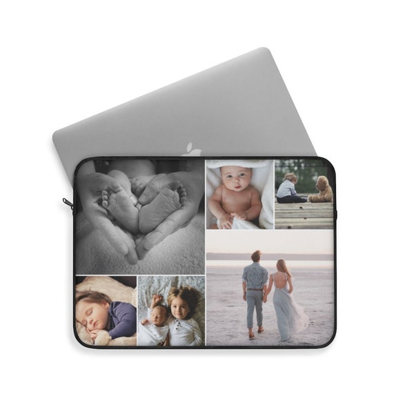 Personalized 6 Photo Laptop Sleeve, Custom Laptop Case, Personalized Gift, Photo Gift, Photo Laptop Sleeve