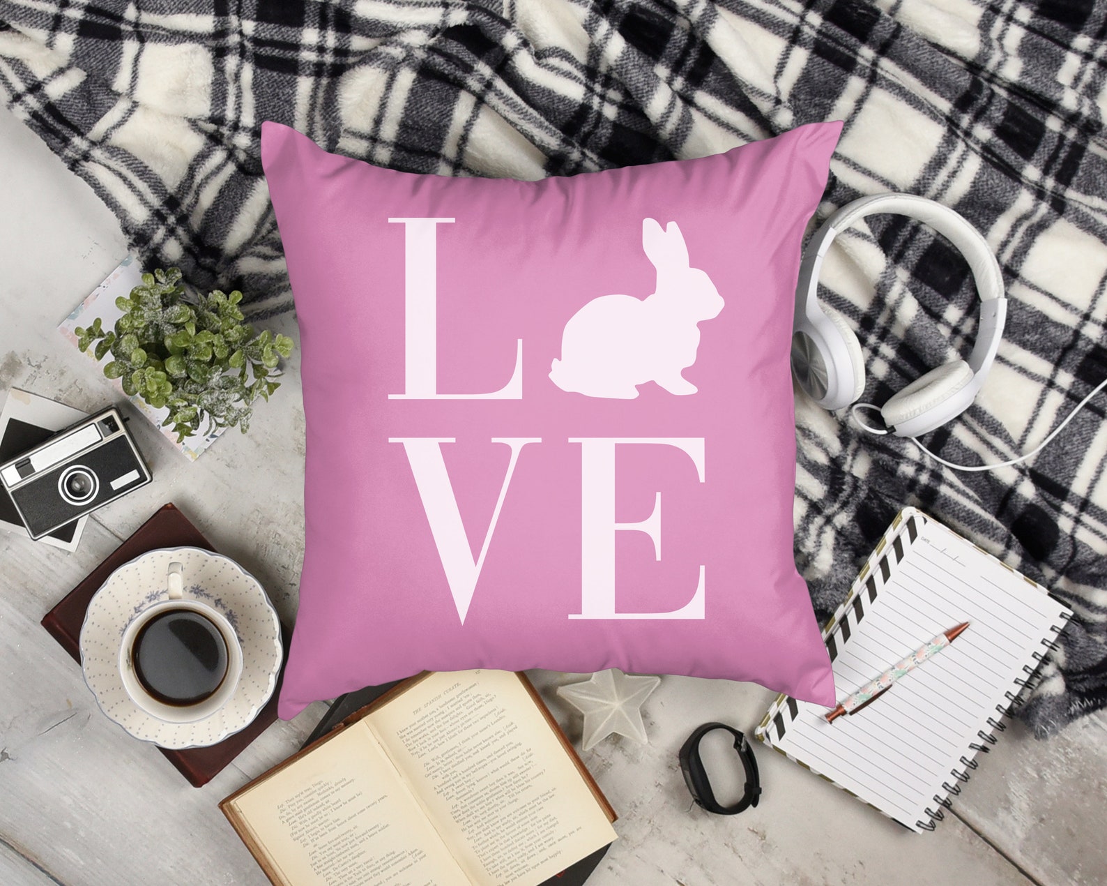 Easter Bunny Love Square Pillow Case Love Bunny Pillow Case Etsy