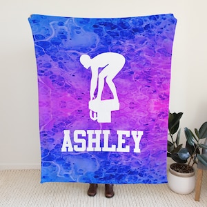 Swim Blanket Personalized, Swim and Dive Gift, Swim Team Senior Gifts, Swimmer Gifts for Girls, Swim, Swimmer Gifts, Name Blanket
