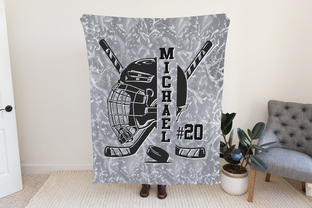 Hockey Blanket Personalized, Hockey Gift for Boys, Ice Hockey Gifts