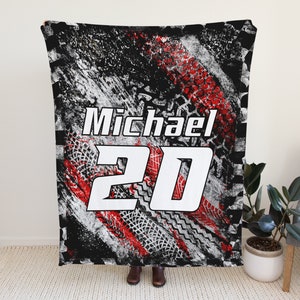 Personalized Racing Blanket for Boys, Custom Name Checkered Flag Blanket,, Racing Gift for Dad, Racer Gift for Boyfriend, Racing Lover Gifts