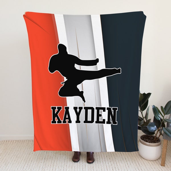 Karate Blanket Personalized, Karate for Boys, Black Belt Gift, Taekwondo Gifts, Birthday Gift for Kids, Sports Blanket, Custom Name