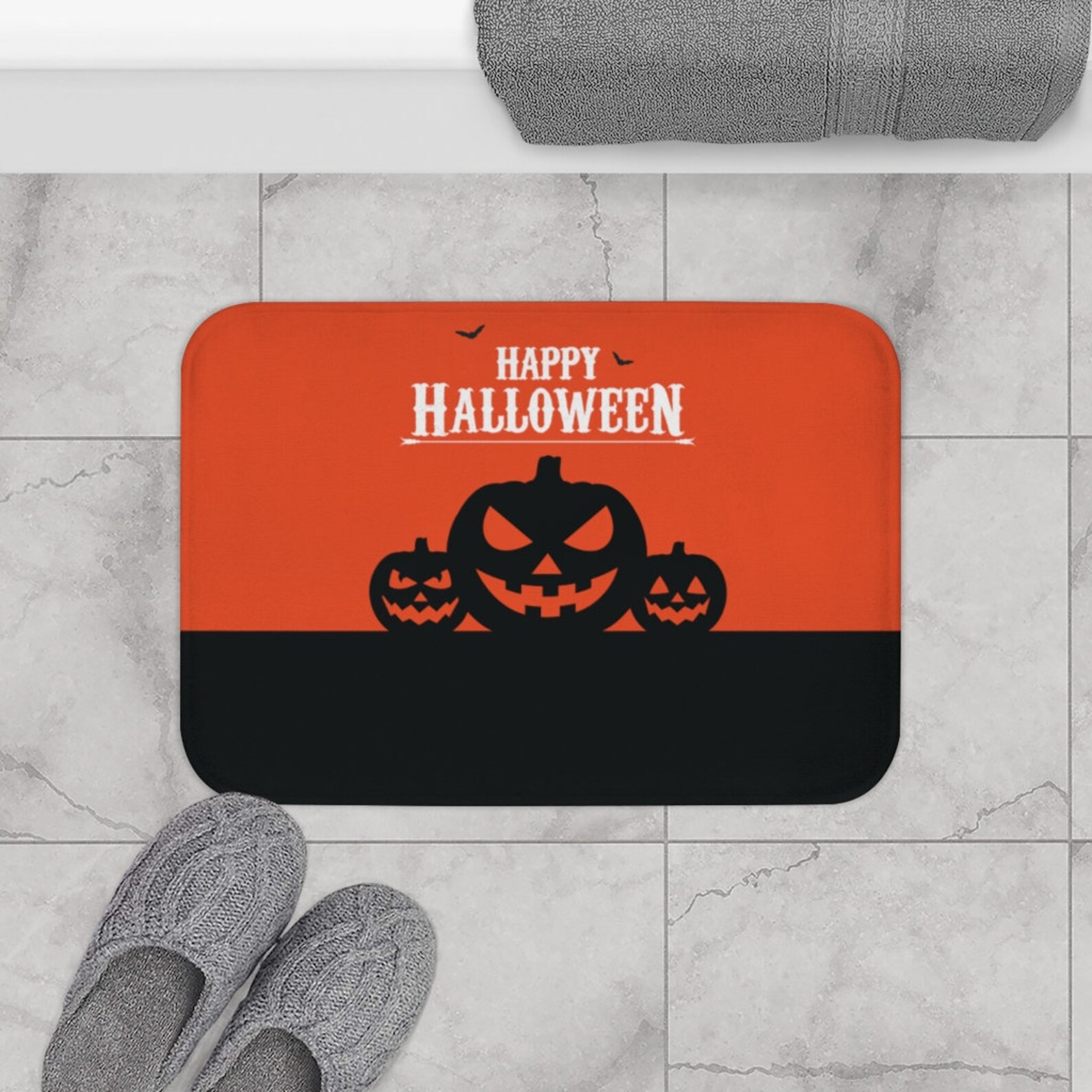 Halloween Bath Mat Pumpkin Bath Mat Halloween Decor Scary Etsy