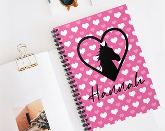 Horse Notebook, Personalized Notebook for Kids, Custom Notebook, Spiral Notebook, Horse Lover Gifts for Girls, Horse Gifts for Teen