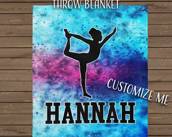 Gymnastics Blanket Personalized, Gymnastics Gifts for Girls, Gymnastics Bedding, Gymnastics Room Decor, Gift for Daughter, Gymnast Gift