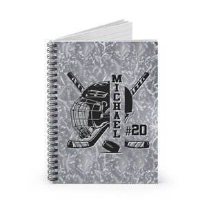 Eishockey Notizbuch, personalisiertes Notizbuch, Spiralblock, Notizbuch, Geschenk für Jungen, Hockeyspieler Geschenk, Hockeyspieler Geschenk, Geburtstagsgeschenk, Geburtstagsgeschenk