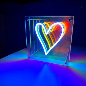 Rainbow Infinity Heart Neon Sign 12x12x4in. Tabletop Decoration Aesthetic TikTok Room Handmade Home Streamer Game Retro LED Light Modern