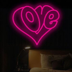 Love Heart Neon LED Sign Light up Wall Art Unique Home Decor Aesthetic ...