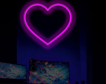 Heart Neon LED Sign Custom Light Up Retail Display Bold Storefront Decor Eye-Catching Shop Sign Unique Business Display Modern Store Decor