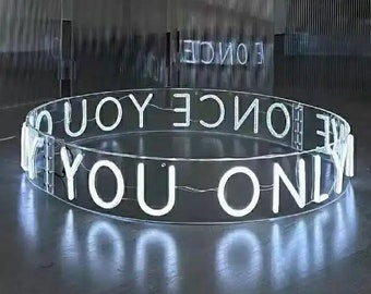 Neon Chandelier: Circular Hanging LED Sign for Stylish Spaces - Modern Light Art for Home, Office, or Events