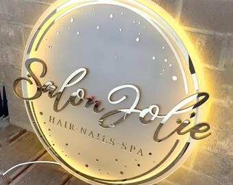 Custom Acrylic Backlit Signs for Beauty Salons - Personalized LED Beauty Signs, Modern Light Up Salon Decor, Customizable Acrylic Signage