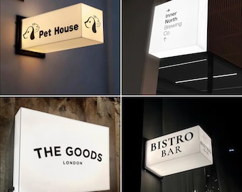 LED Cube Light Box Sign for Hotels and BnBs Wall Mounted Indoor Outdoor Signage for Boutique Inns Front Desk Welcome or Entryway Branding