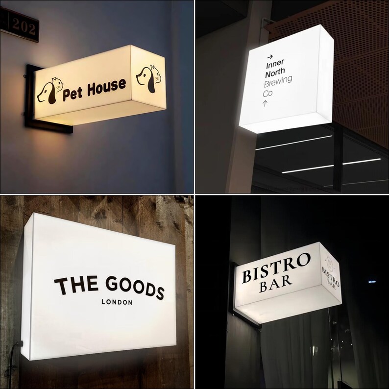 LED Cube Light Box Sign for Boutique Retail Stores Custom Wall Signage ...