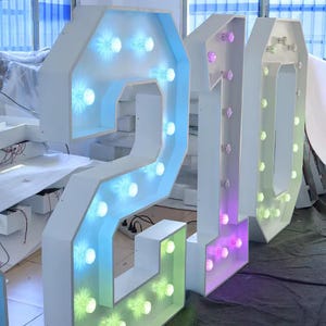 LED Marquee Number Sign – Light Up Numbers for Birthday, Milestone Party, Sweet 16, 21st, 30th, 50th Celebration, Freestanding Decor