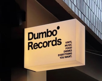 LED Cube Light Box Sign for Bookstores and Record Shops Indoor Outdoor Retro Wall Sign for Vinyl Store Window Display or Cozy Reading Nook