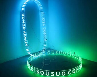 LED Neon Ring Chandelier – Soft Glow Ceiling Light for Spas, Lofts, Studios & Custom Event Decor