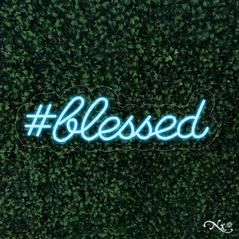 Neon Sign Aesthetic TikTok Room Handmade Home Wall Decor Custom Streamer Game Room Retro LED Light Modern Blessed 30x10x1in
