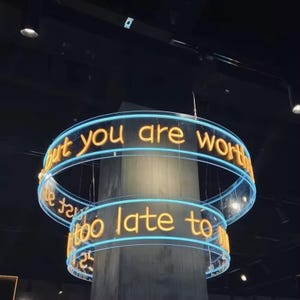 LED Neon Ring Chandelier – Minimalist Glow Light for Ceiling, Studio, Loft, or Event Decor