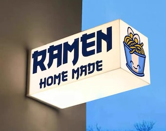 LED Light Box Restaurant Wall Sign Custom Glowing Cube for Ramen Shops Fusion Kitchens Eateries Bold Logo Indoor Outdoor Food Display Sign