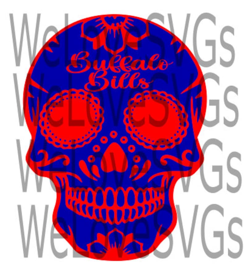 Buffalo Bills sugar skull SVG PNG and JPG | Etsy