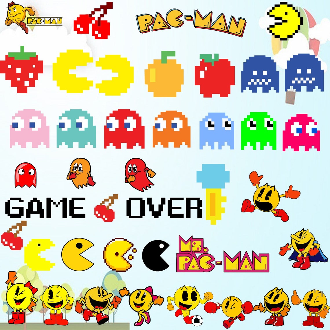 Pacman svgdxfpng Pacman SVG DXF PNG Clipart Cricut Etsy