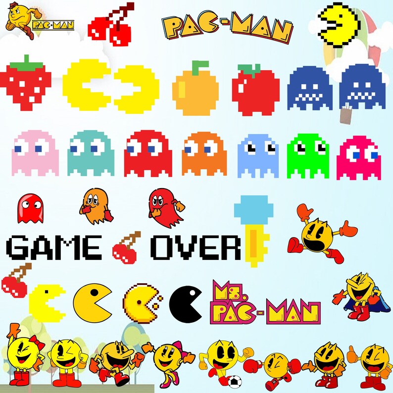 Pacman svgdxfpng Pacman SVG DXF PNG Clipart Cricut Etsy