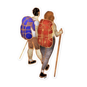 Sticker trekkers – Avontuurlijke wandelkunst voor koppels | Natuursticker, outdoorcadeau, vinylsticker backpacker