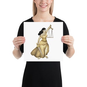 Lady Justice Poster – Feminine Legal Art Print | Law School Gift, Paralegal Decor, Courtroom Office Wall Art