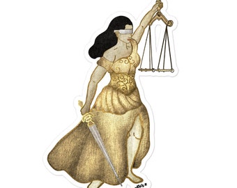 Lady Justice Sticker – Feminine Law School Gift, Lawyer Aesthetic Sticker, Legal Themed Decal, Paralegal Gift, Courtroom Art