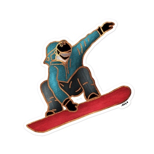 Adesivo Snowboarder - Decalcomania in vinile per sport invernali / Arte dello snowboard, Adesivo per laptop per sport estremi, Regalo per una gita sugli sci