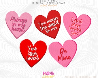 Candy Hearts SVG Clipart: Love Affirmations (PNG, SVG)