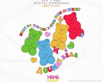 Imágenes prediseñadas de ositos de goma, SVG de dulces, imágenes prediseñadas para niños (descarga digital)