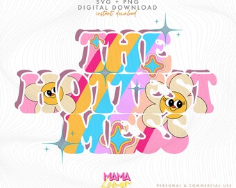 Hottest Mess SVG, Retro Rainbow, Mothers Day PNG (Digital Download)