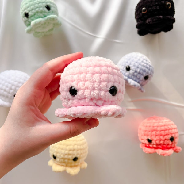 Crochet Octopus Plush | Chunky Amigurumi Jellyfish Plushie | Cute Gift Ideas for Her | Squishy Stress Ball | Anxiety Pet | Super Soft Decor