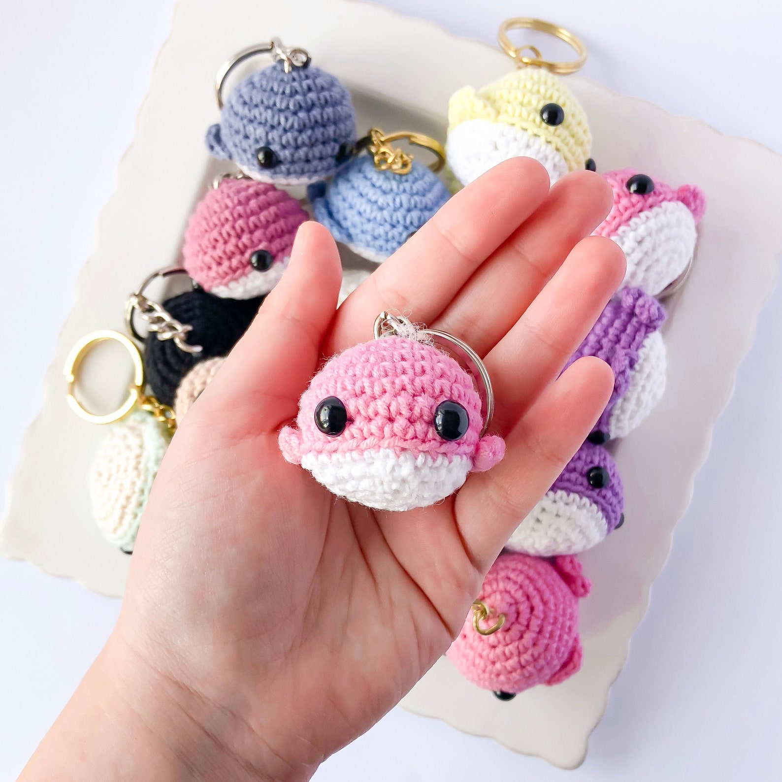 Crochet Whale Keychain Amigurumi Whale Keyring Cute Etsy