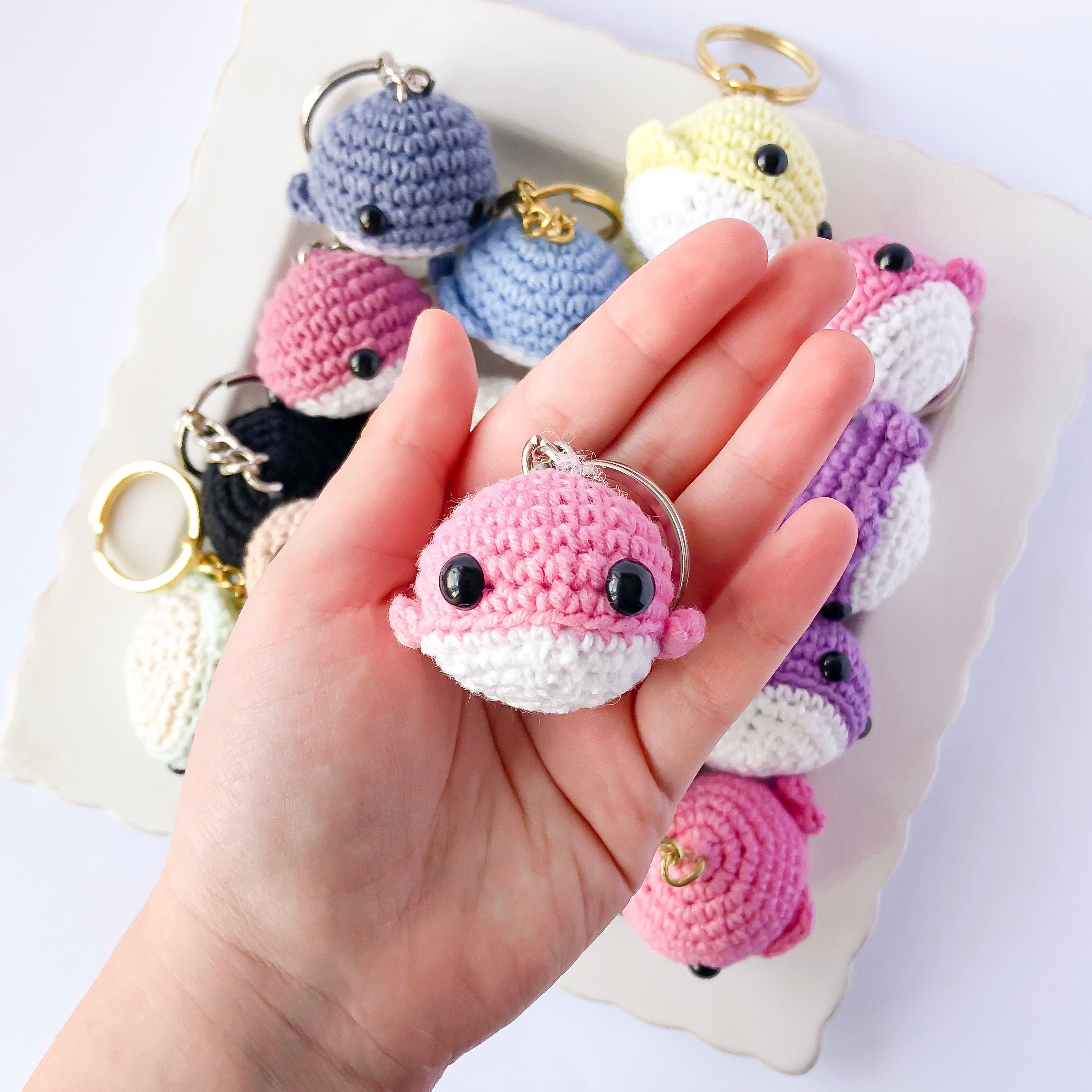 Crochet Whale Keychain Amigurumi Whale Keyring Cute Etsy