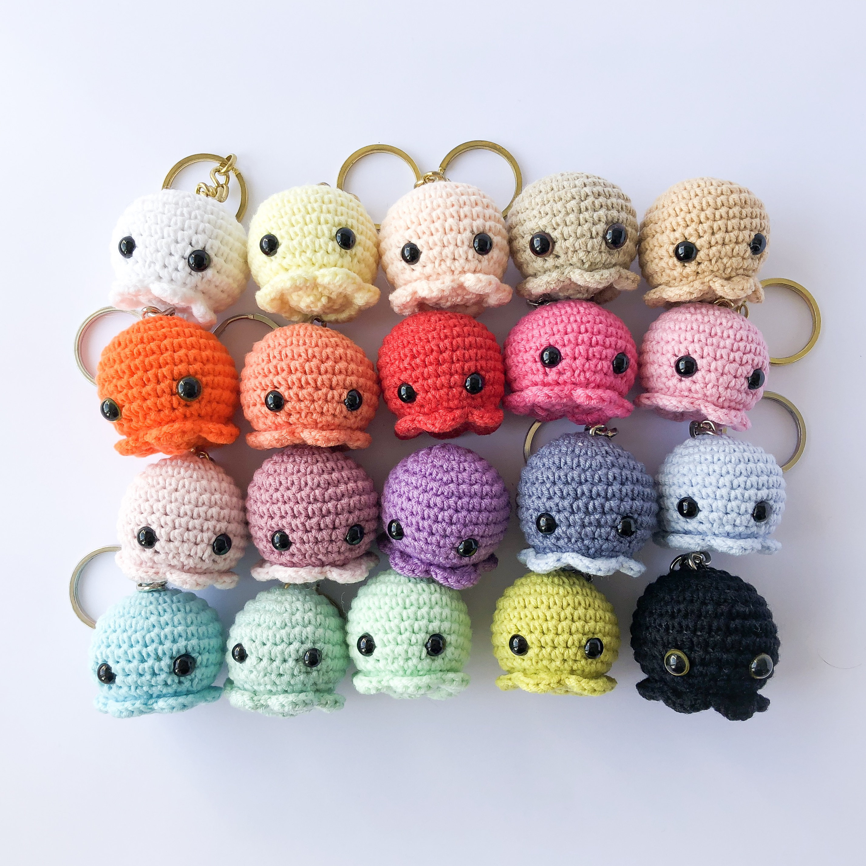 Crochet Octopus Keychain Amigurumi Jellyfish Keyring Cute Etsy