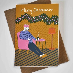 Biglietto di auguri natalizio con gatto - Biglietto di auguri con gatto carino - Regalo divertente per lui o per lei - Regalo per papà o nonno - Biglietto di auguri di buone feste da Cat