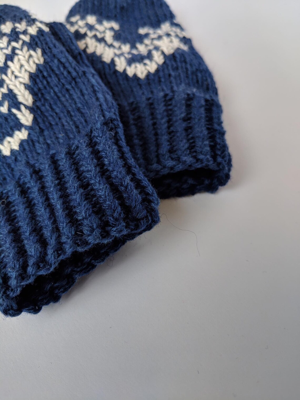 Navy Blue Mittens With Ornament Etsy UK
