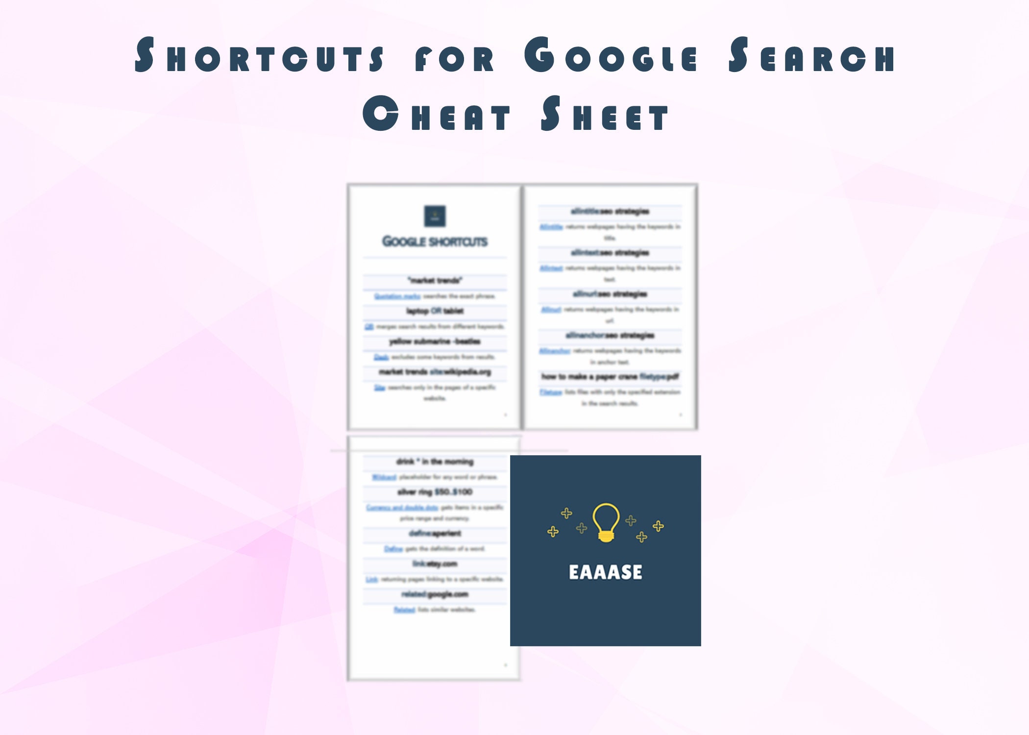 Google Search Optimization Cheat Sheet Google Targeted Search - Etsy